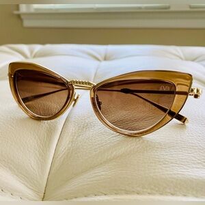 Valentino VIII Cat Eye Titanium Sunglasses Light Brown